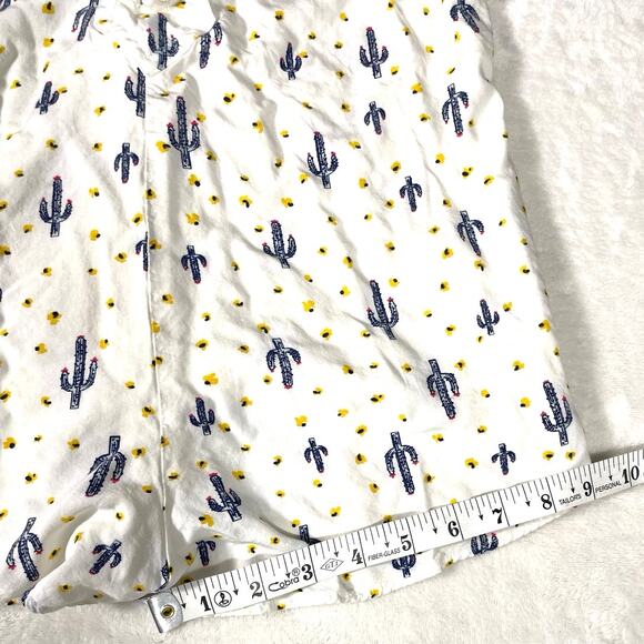Forever 21 Cactus Print Lace-Up Romper White S - Picture 5 of 7